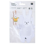 Carton à broder - Pingouin/chouette/lapin/ours - 8 pcs