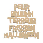 Lot de 5 mots Halloween en bois médium - 1,5 cm