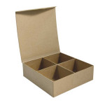 Boîte 4 compartiments à fermoir aimanté 21 x 20,5 x 6,3 cm