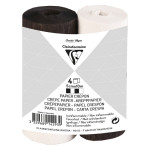 Bandes de papier crépon ignifugé Assortiment Noir et Blanc 5 cm x 10 m 4 pcs