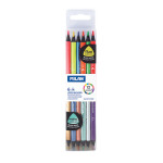 Crayon de couleur bicolore triangulaire Fluo + Métal 6 pcs