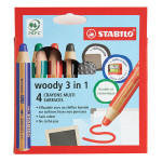 Crayon de couleur Woody Étui 4 couleurs + taille-crayons + chiffon